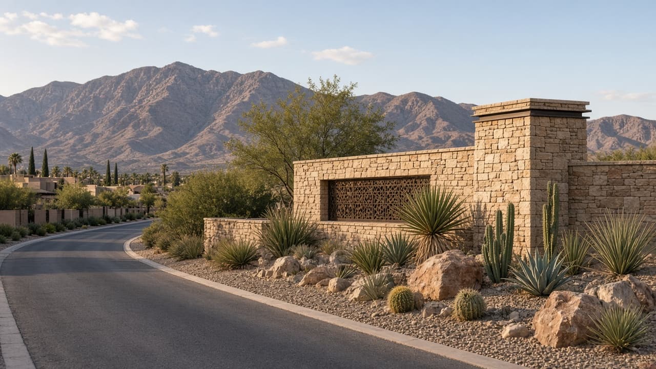 Where we work — Gated community entry monument in Northwest Las Vegas near Silverstone Ranch